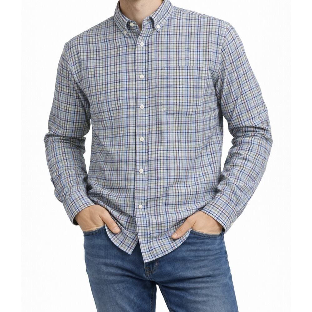 Cotton Traders Plaid Wrinkle Resistant Woven Button-Down Shirt Multicolor XL